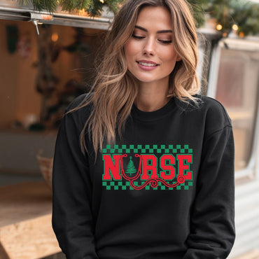 Christmas Sweatshirt – Embroidered Stethoscope Christmas Tree Design