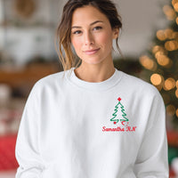 Personalized Nurse Christmas Sweater – Embroidered Stethoscope Christmas Tree Design