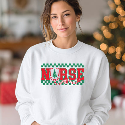 Christmas Sweatshirt – Embroidered Stethoscope Christmas Tree Design