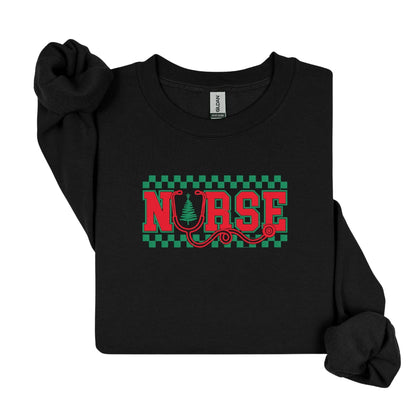 Christmas Sweatshirt – Embroidered Stethoscope Christmas Tree Design