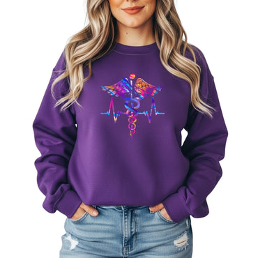 Modern Caduceus Nurse Crewneck Sweatshirt – Heartbeat Logo
