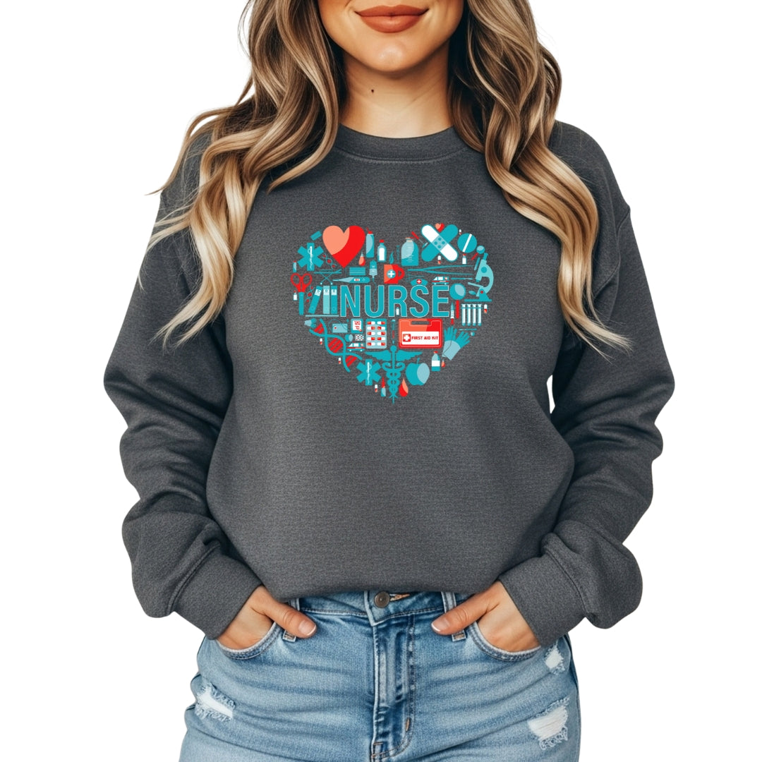 Nurse Essentials Heart Crewneck Sweatshirt ❤️🩹