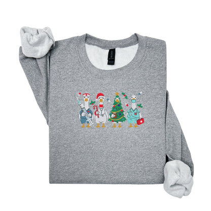 Cozy Nurse Christmas Sweater – Embroidered Goose Nurses Crew