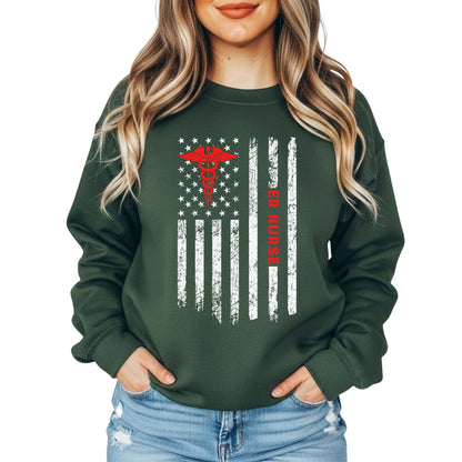 USA Flag & Caduceus Logo | Rugged, Tough and USA Proud Crewneck Sweater