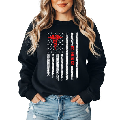 USA Flag & Caduceus Logo | Rugged, Tough and USA Proud Crewneck Sweater