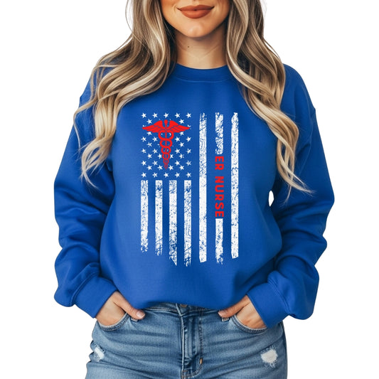 USA Flag & Caduceus Logo | Rugged, Tough and USA Proud Crewneck Sweater